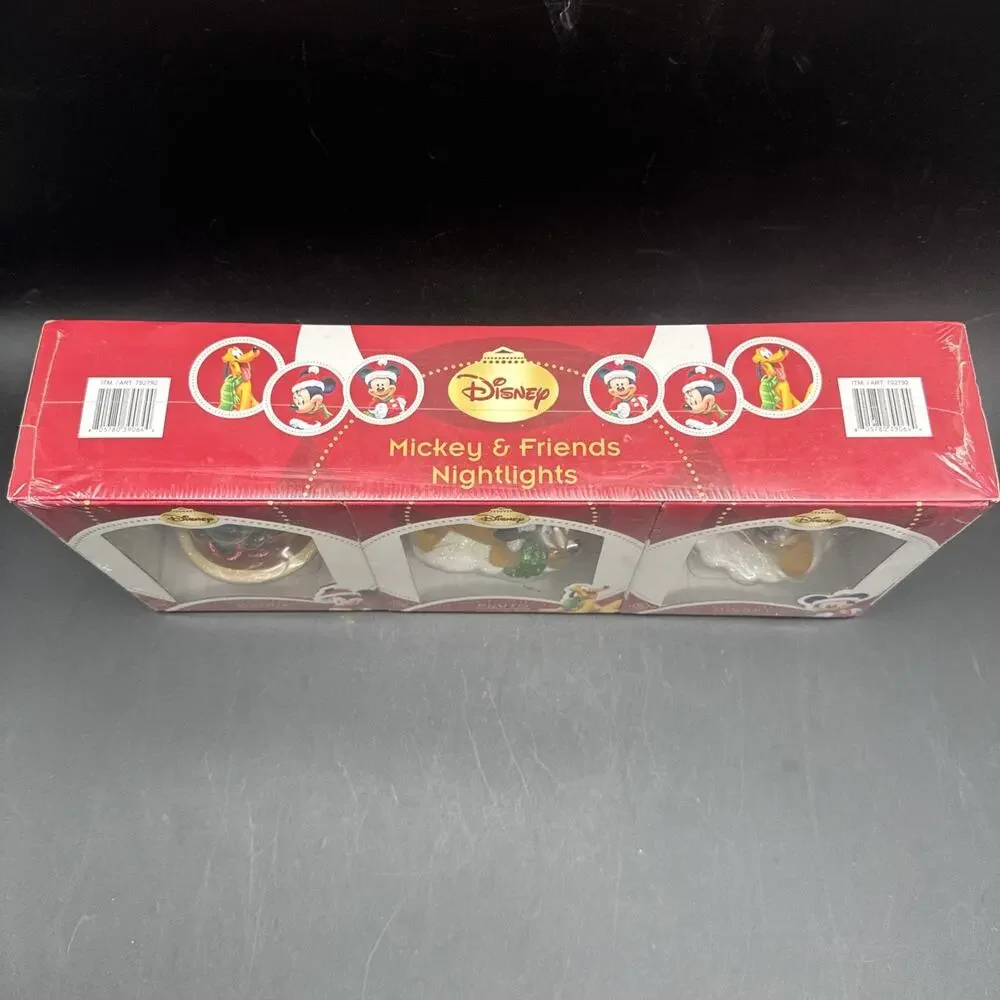 Disney Mickey & Friends Christmas Nightlights Mickey Minnie Pluto Set of 3 NEW